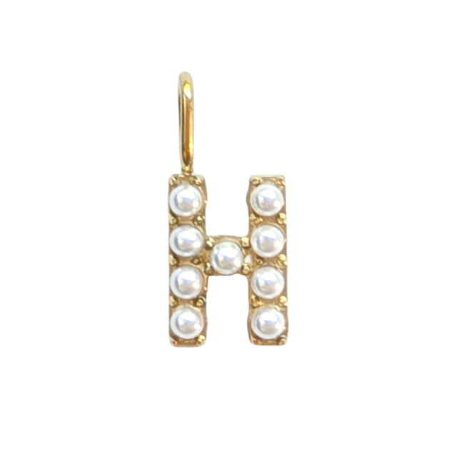 Gold Pearl Initials Charm