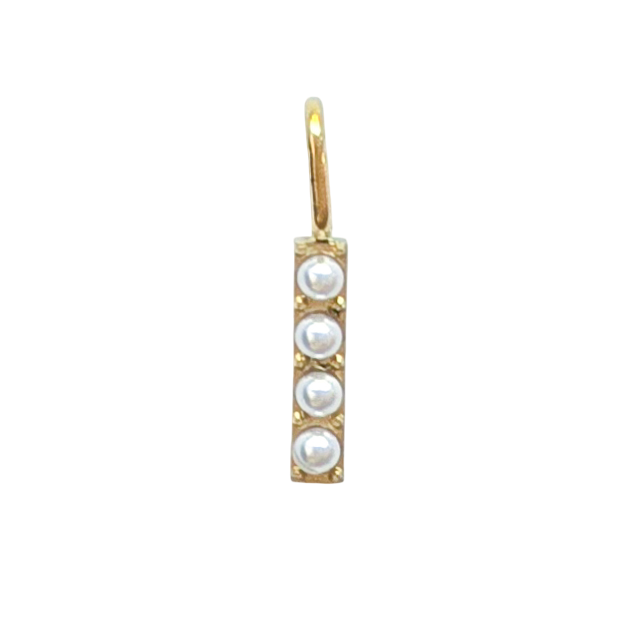 Gold Pearl Initials Charm