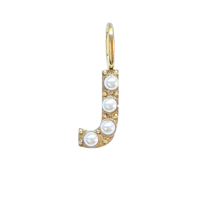 Gold Pearl Initials Charm