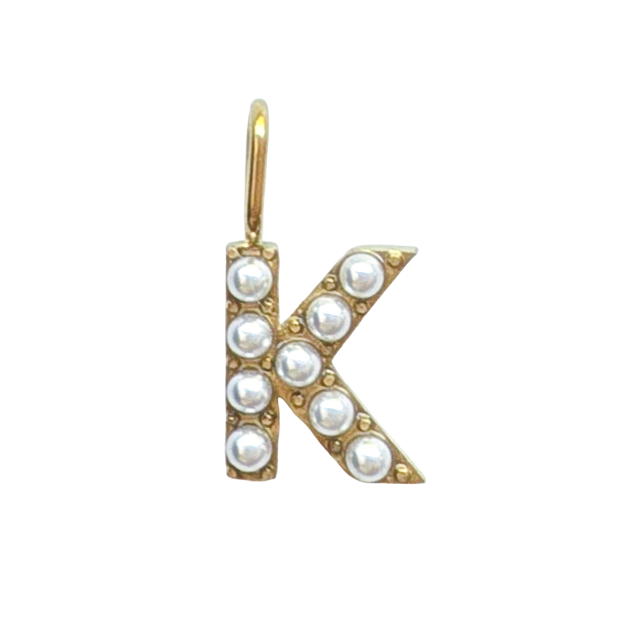 Gold Pearl Initials Charm