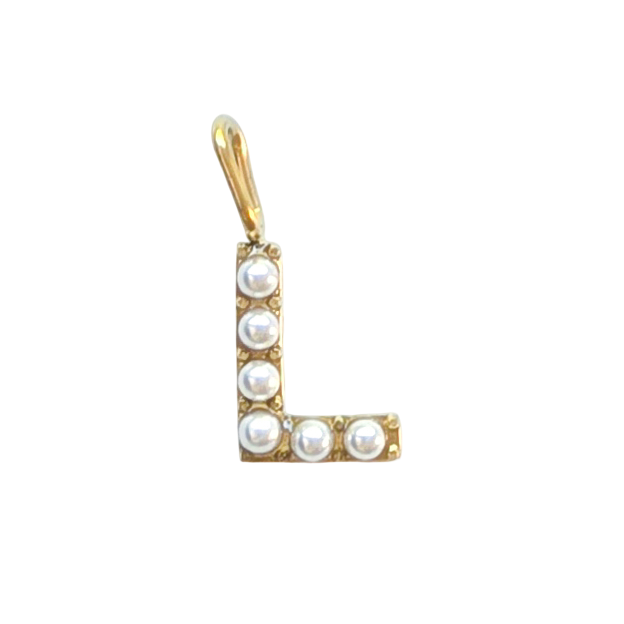 Gold Pearl Initials Charm