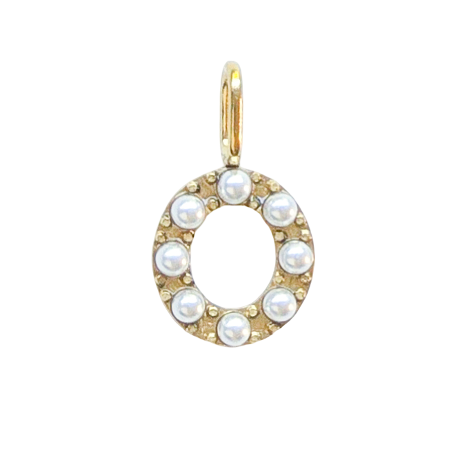 Gold Pearl Initials Charm