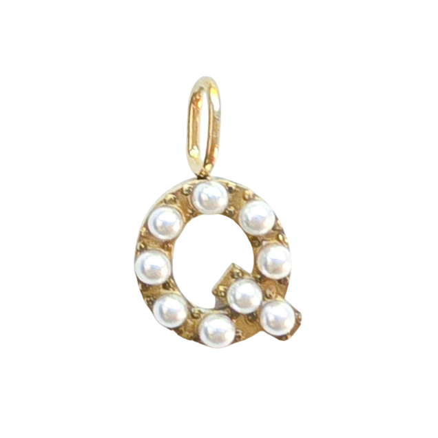 Gold Pearl Initials Charm