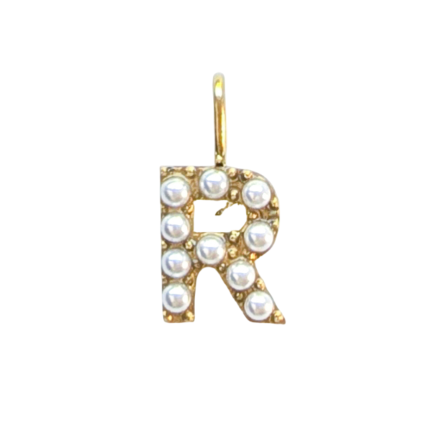 Gold Pearl Initials Charm