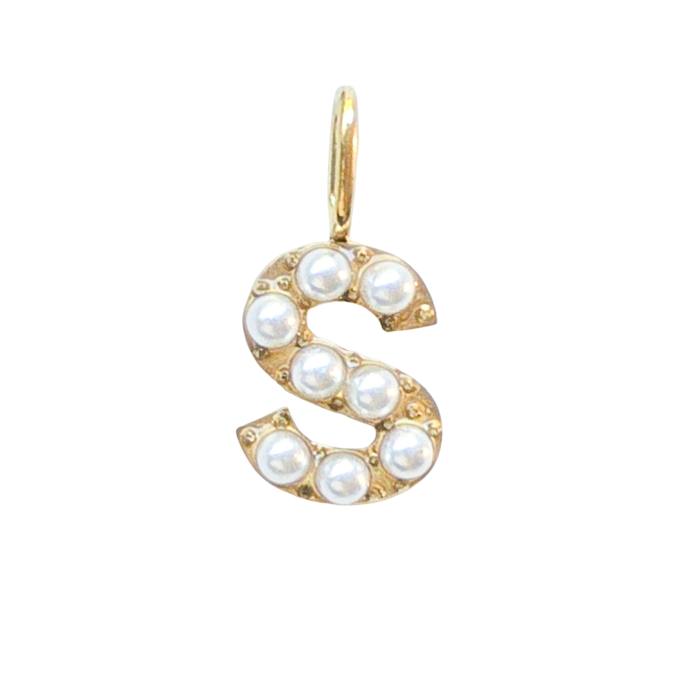 Gold Pearl Initials Charm