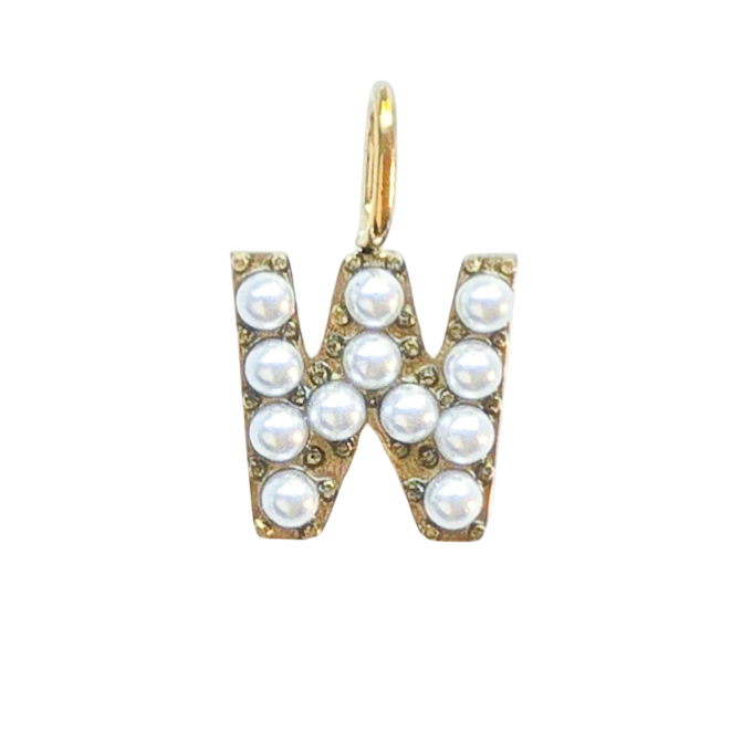 Gold Pearl Initials Charm