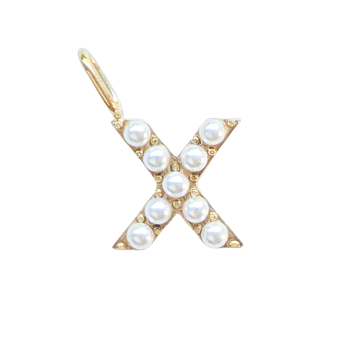 Gold Pearl Initials Charm