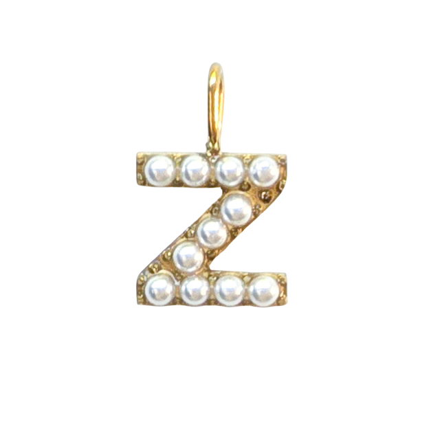 Gold Pearl Initials Charm