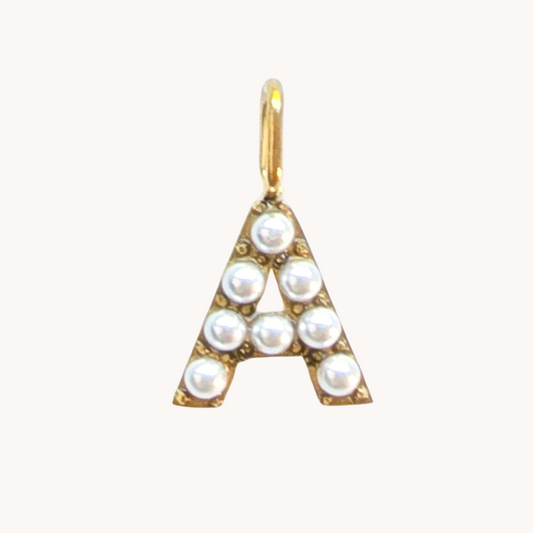 Gold Pearl Initials Charm