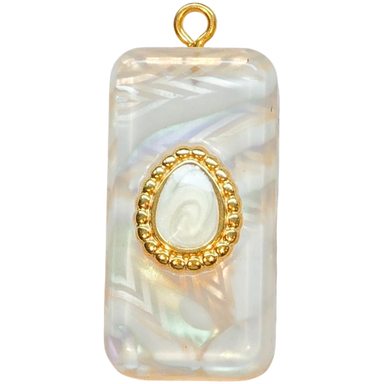 Gold Pearl Rectangle Charm