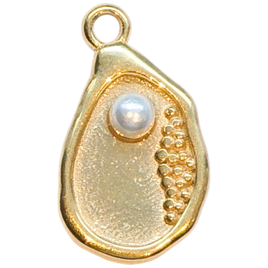 Gold Pearl Teardrop Charm
