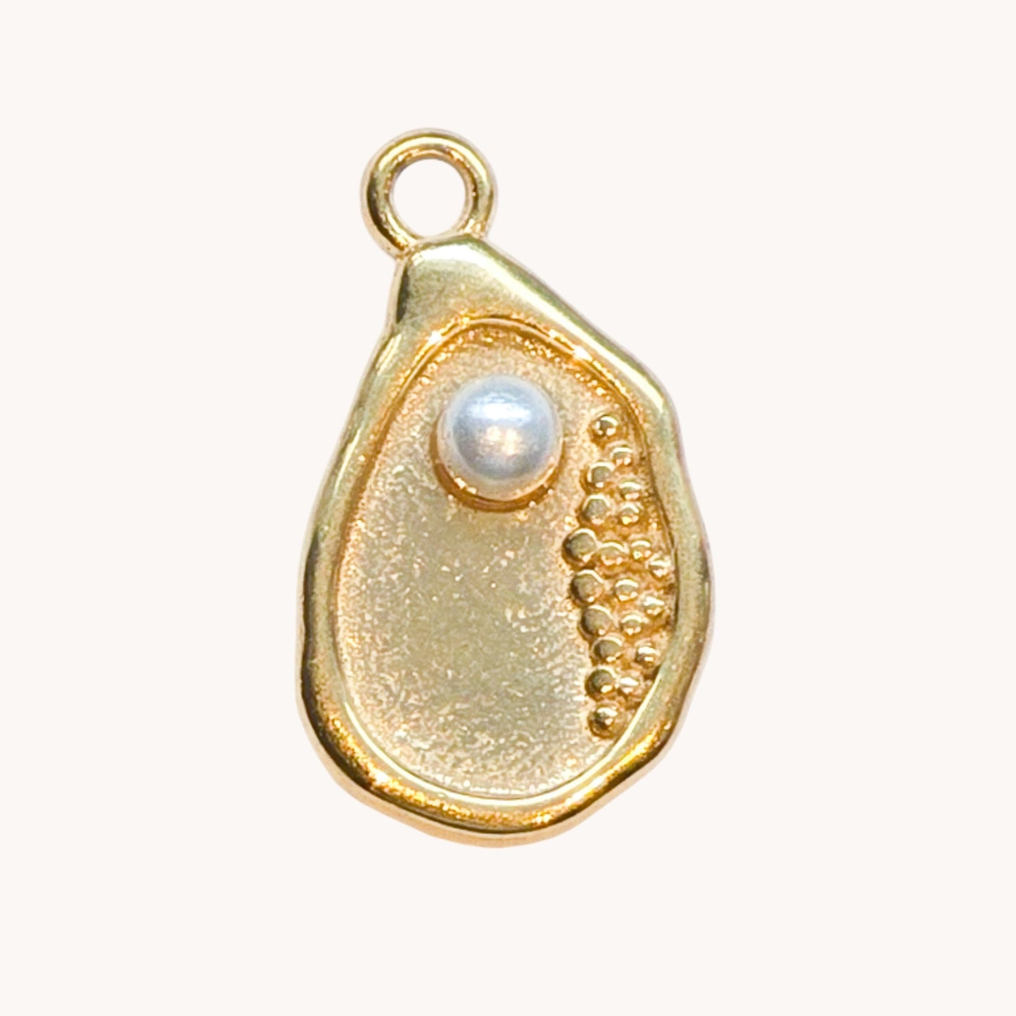 Gold Pearl Teardrop Charm