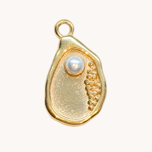 Gold Pearl Teardrop Charm