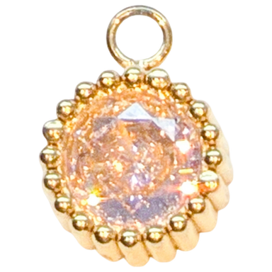 Gold Pink Crystal Disc Charm