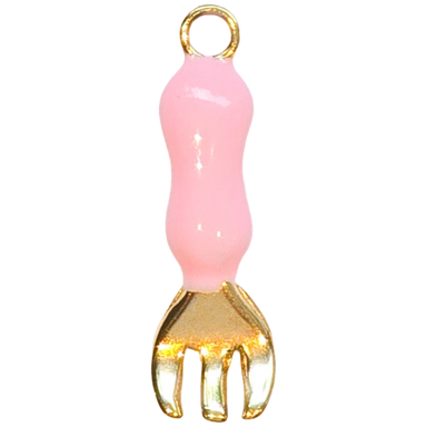 Gold Pink Fork Charm