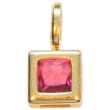 Gold Pink Gem Square Charm