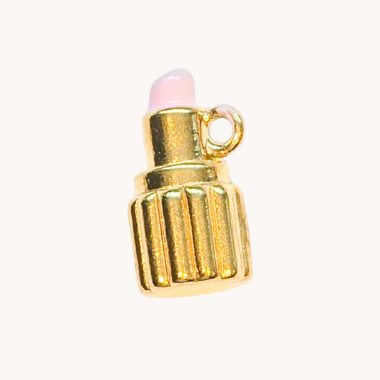 Gold Pink Lipstick Charm