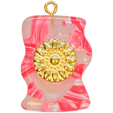 Gold Pink Marble Wave Charm