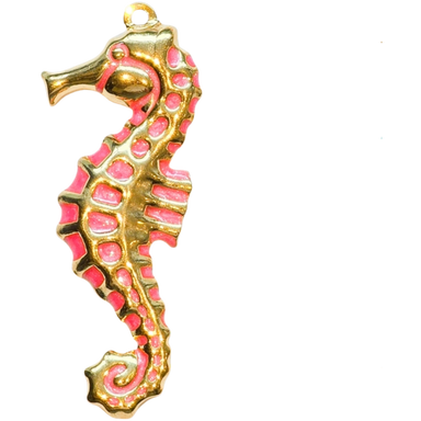 Gold Pink Seahorse Charm
