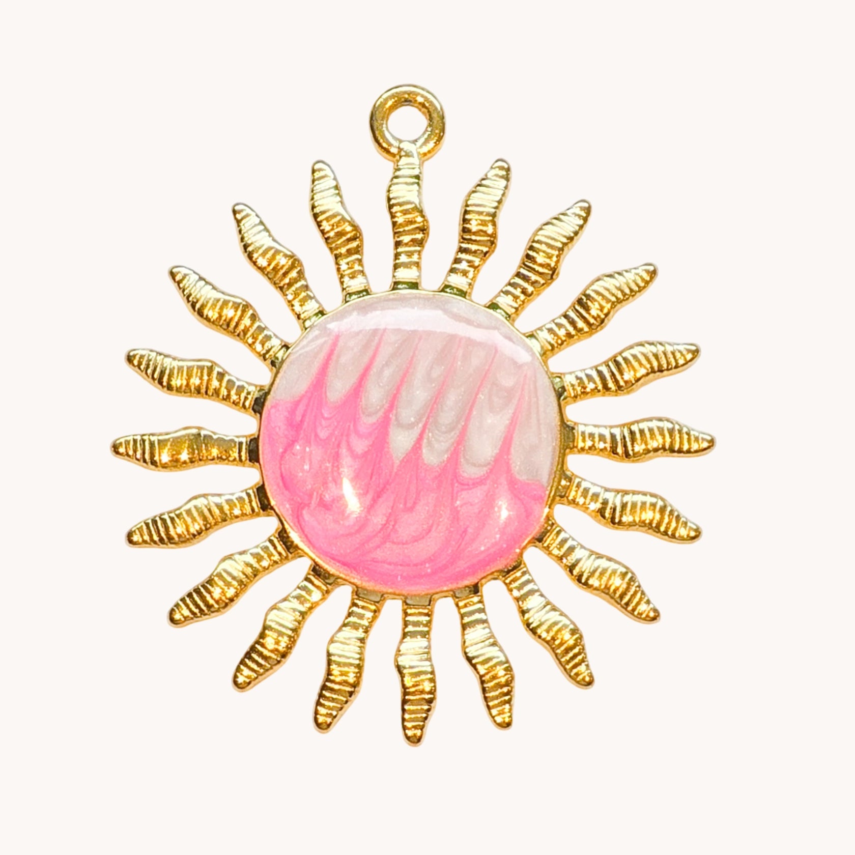 Gold Pink Sun Charm