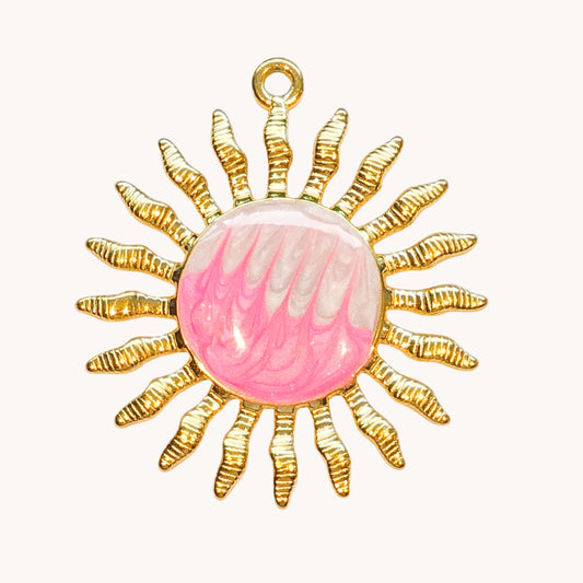 Gold Pink Sun Charm