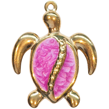 Gold Pink Turtle Charm