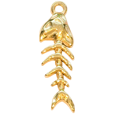 Gold Plain Fishbone Charm