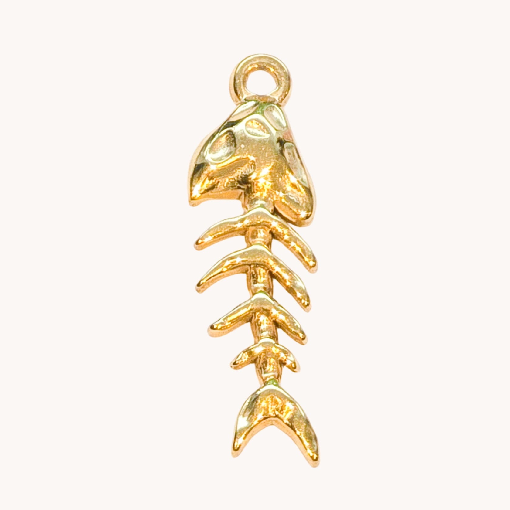 Gold Plain Fishbone Charm