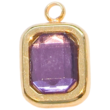 Gold Purple Emerald Cut Charm
