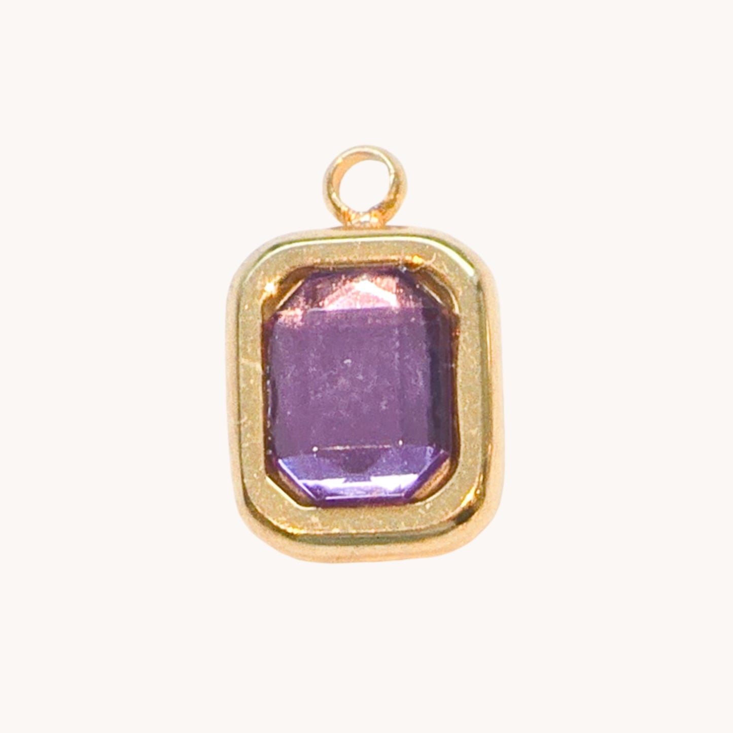 Gold Purple Emerald Cut Charm