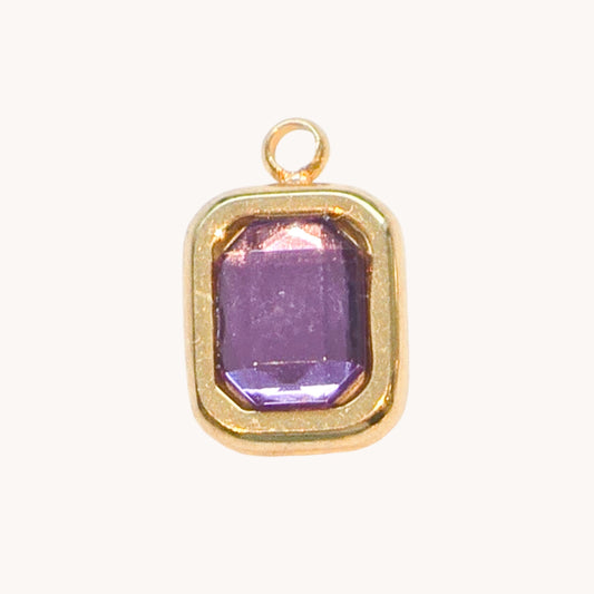Gold Purple Emerald Cut Charm