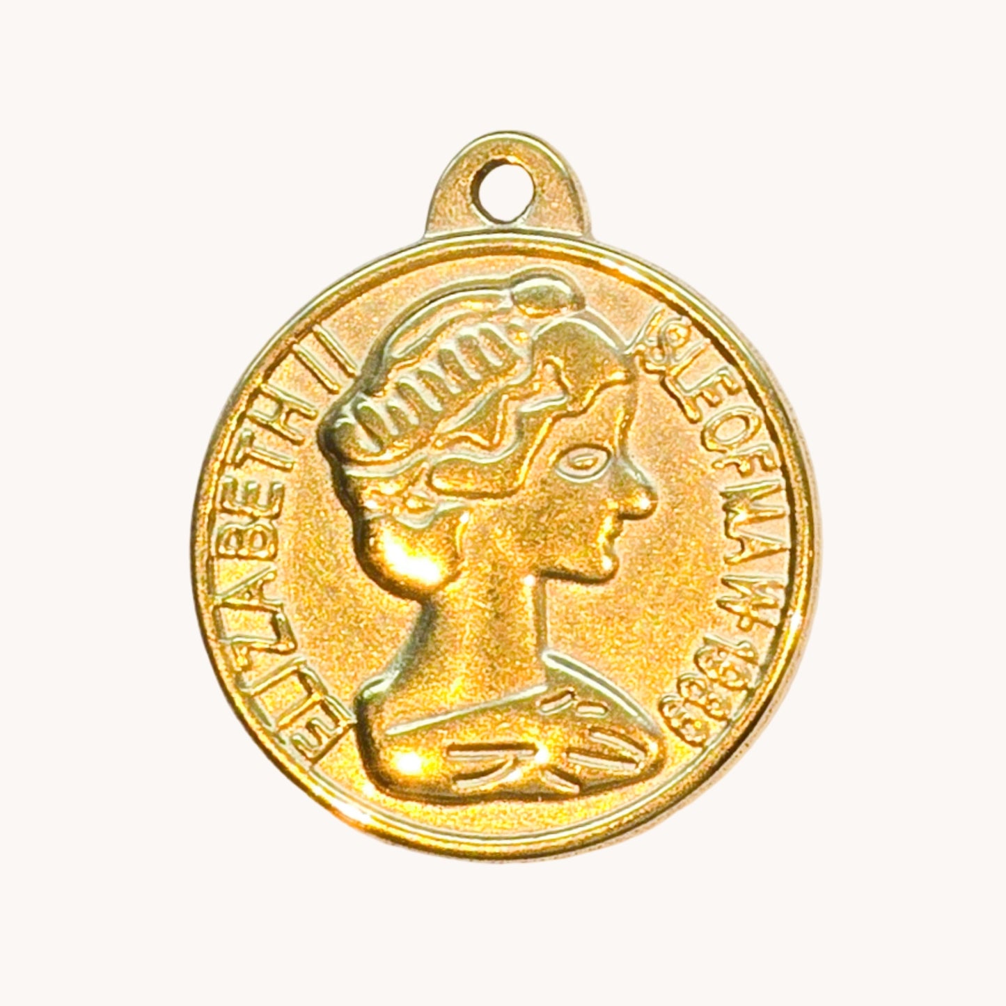 Gold Queen Coin Charm