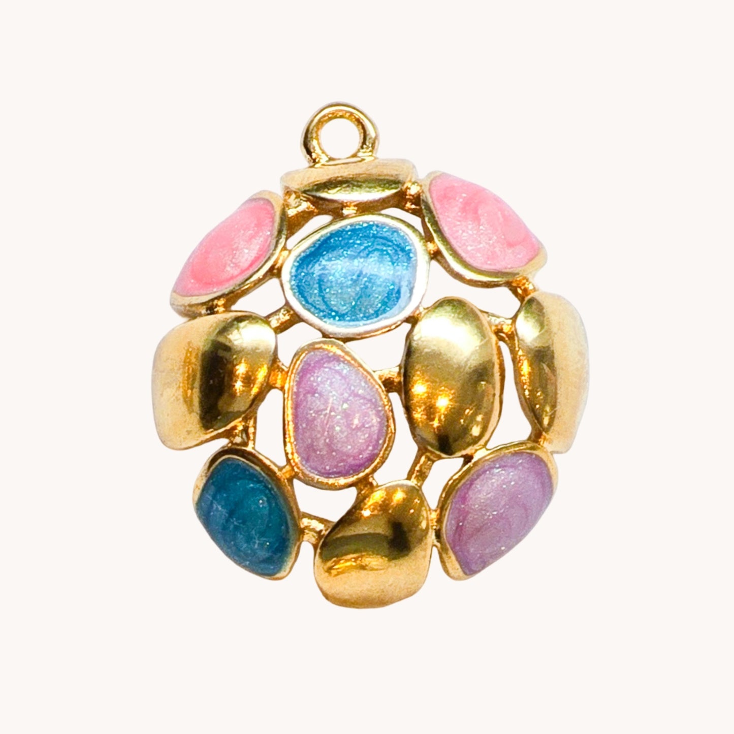 Gold Rainbow Gem Cluster Charm