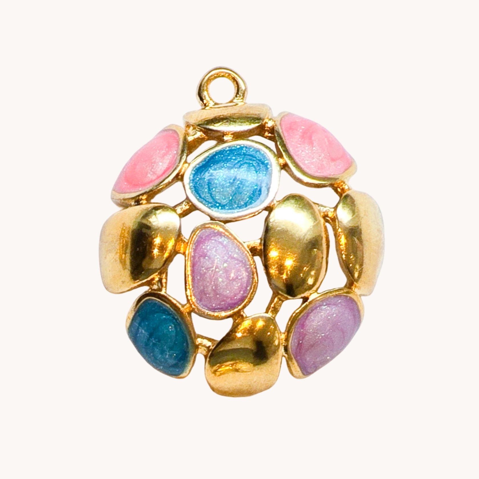 Gold Rainbow Gem Cluster Charm