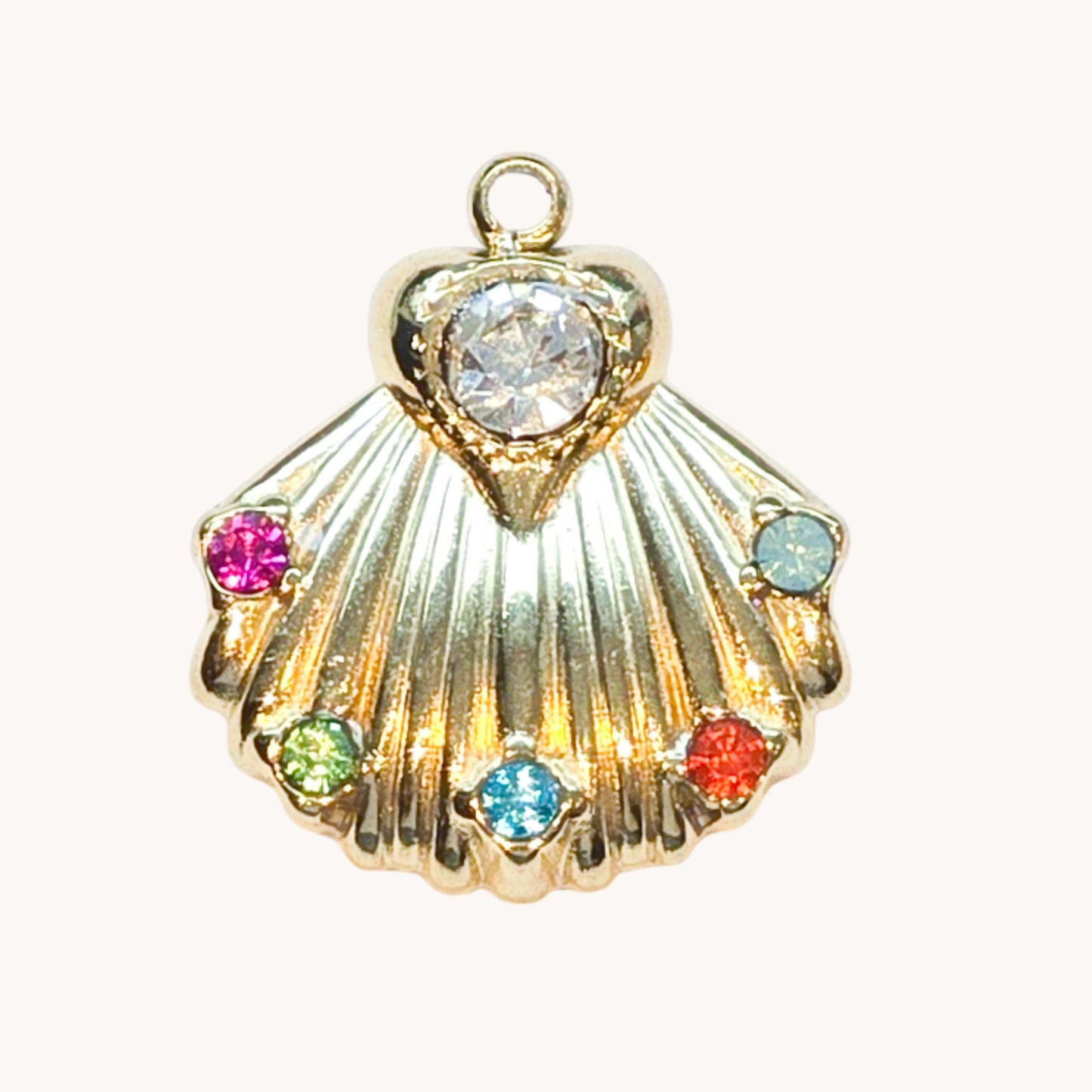 Gold Rainbow Gem Shell Charm