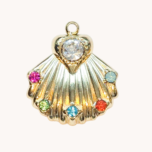 Gold Rainbow Gem Shell Charm