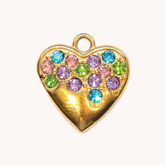 Gold Rainbow Heart Charm