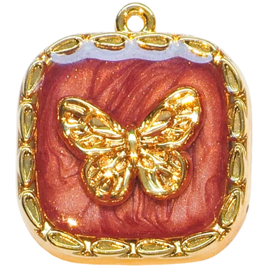 Gold Red Butterfly Charm
