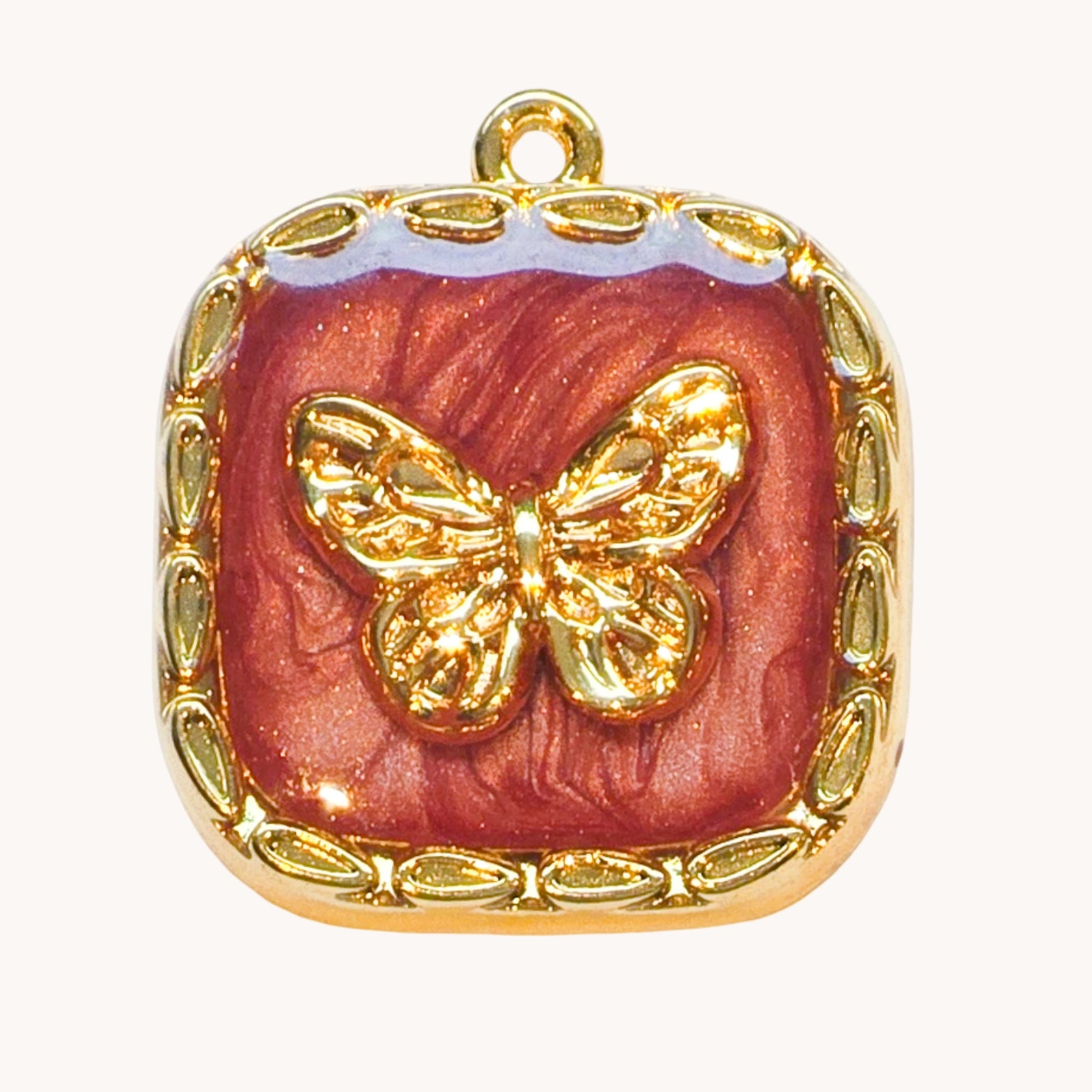 Gold Red Butterfly Charm