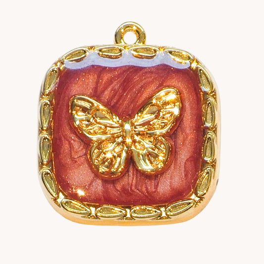 Gold Red Butterfly Charm