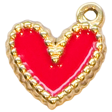 Gold Red Heart Charm