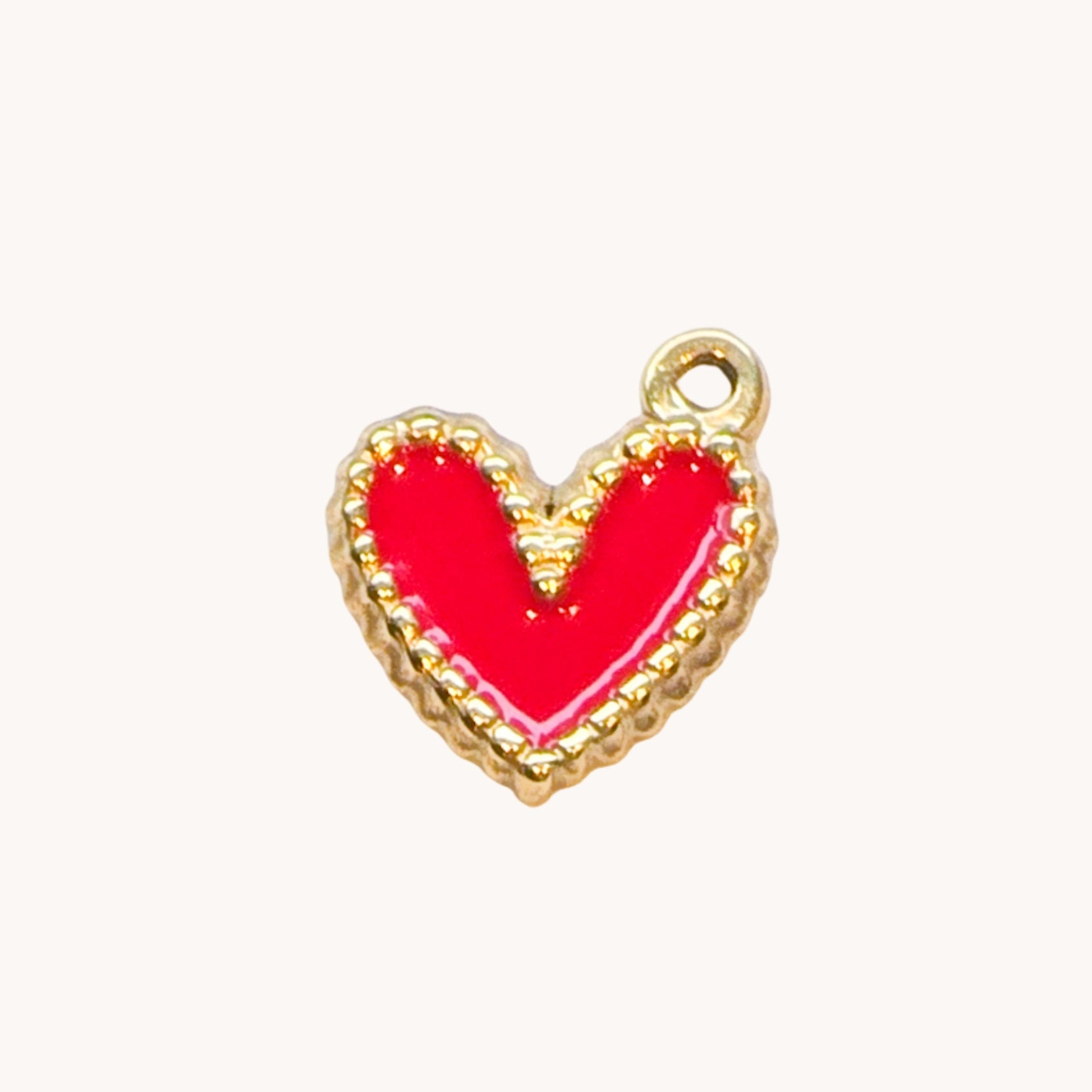Gold Red Heart Charm