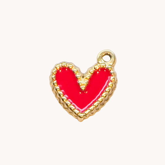 Gold Red Heart Charm
