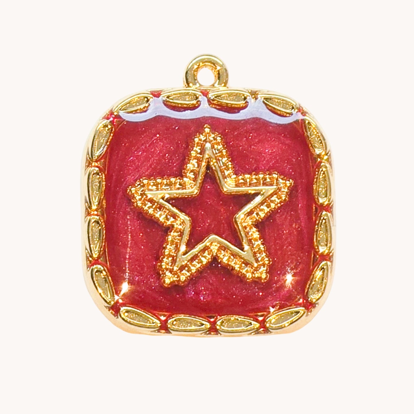 Gold Red Star Charm