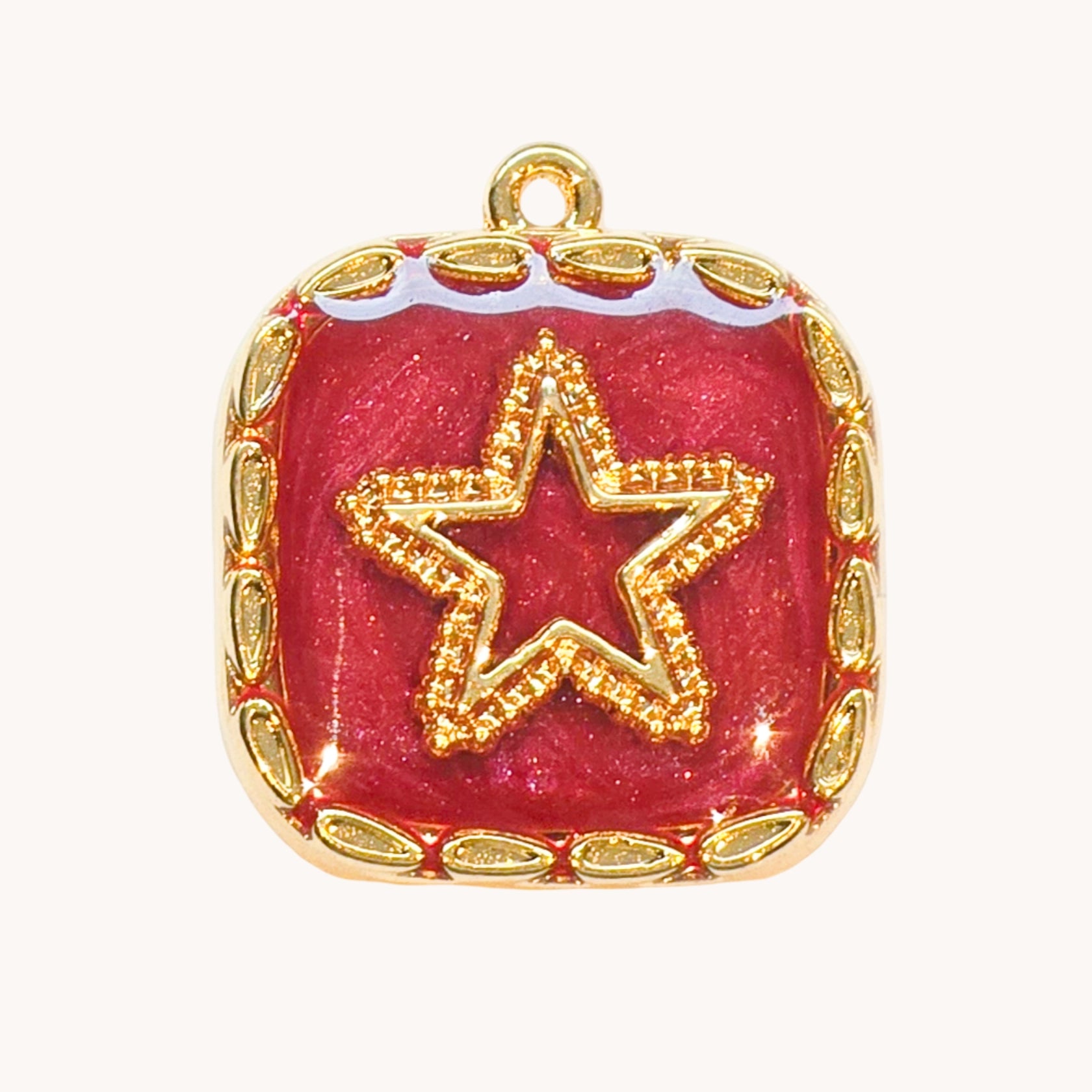 Gold Red Star Charm