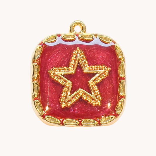 Gold Red Star Charm