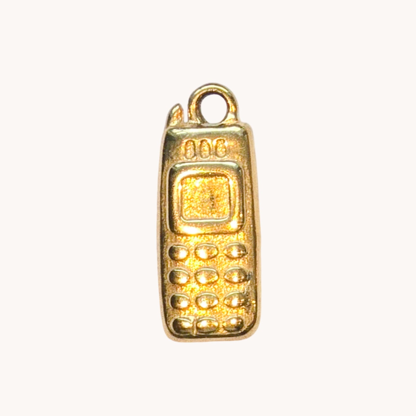 Gold Retro Phone Charm