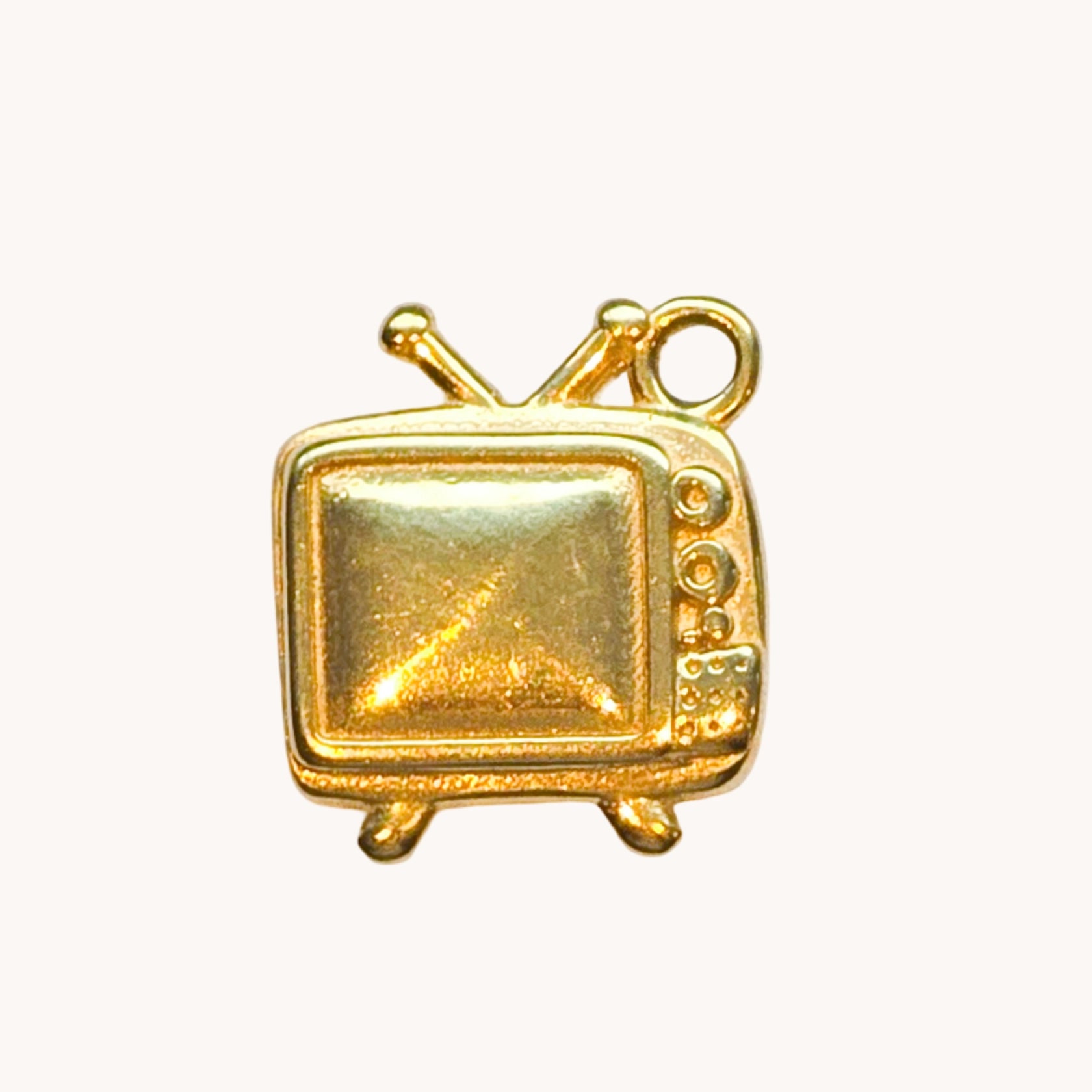 Gold Retro TV Charm