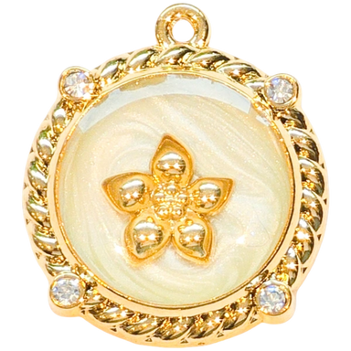 Gold Rope Edge Lotus Flower Charm