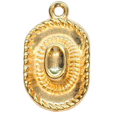 Gold Rope Hat Oval Charm